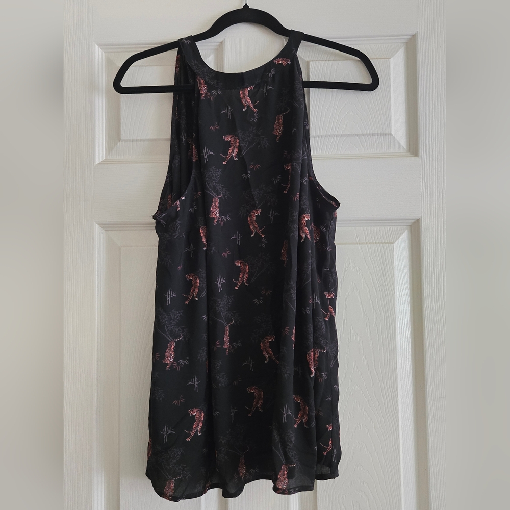 Black Sleeveless Dress with Animal Print